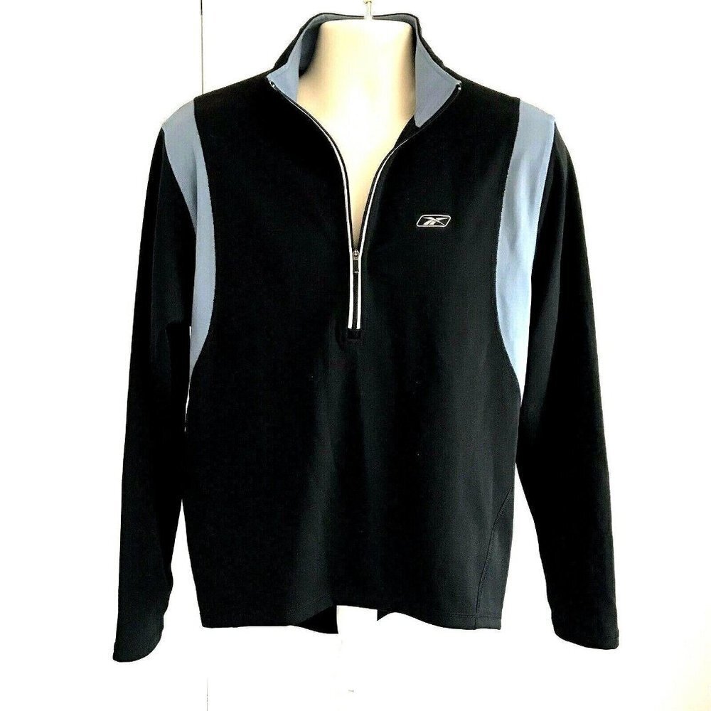 Reebok Play Dry 1/4 Zip Black Pullover Shirt Large